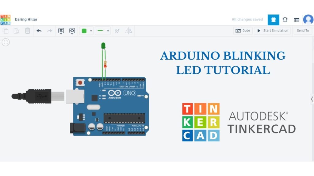 Arduino tutorial 1--How to make arduino blinking led using tinkercad autodesk